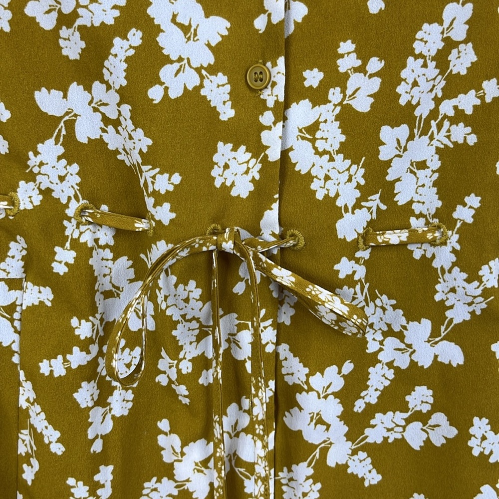 French Connection Bruna Light Mid Floral Midi Shirt Dress Yellow - Picture 8 of 15